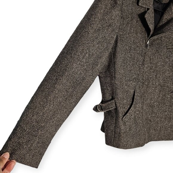 Lauren Ralph Lauren Womens Brown100% Wool Moto Cut Tweed Blazer Size 14 - Picture 3 of 7